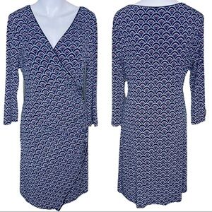 Stitch Fix 41 Hawthorn Lanora Printed Faux Wrap Jersey Dress 3/4 Sleeve Sz M